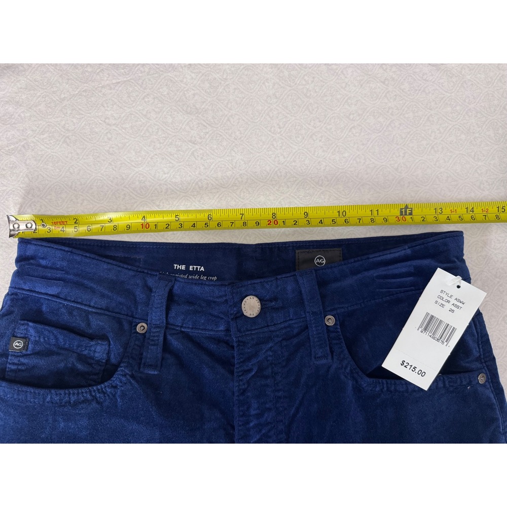 AG Adriano Goldschmied Etta High Waisted Wide Leg Crop velvet Pants Size 26 Blue - Picture 7 of 10